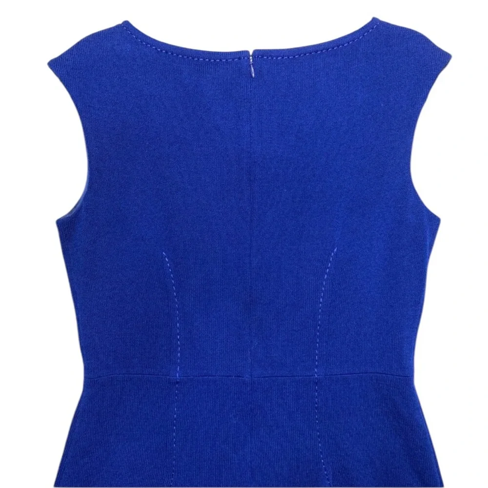 St. John Blue Sheath Dress Crew Neck Midi - Picture 6 of 9